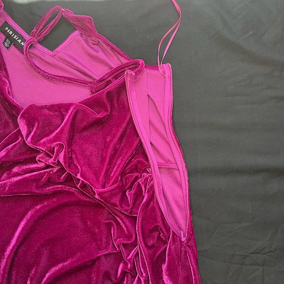 Parisian Works Asymmetrical Dress in Deep Magenta - Picture 3 of 9